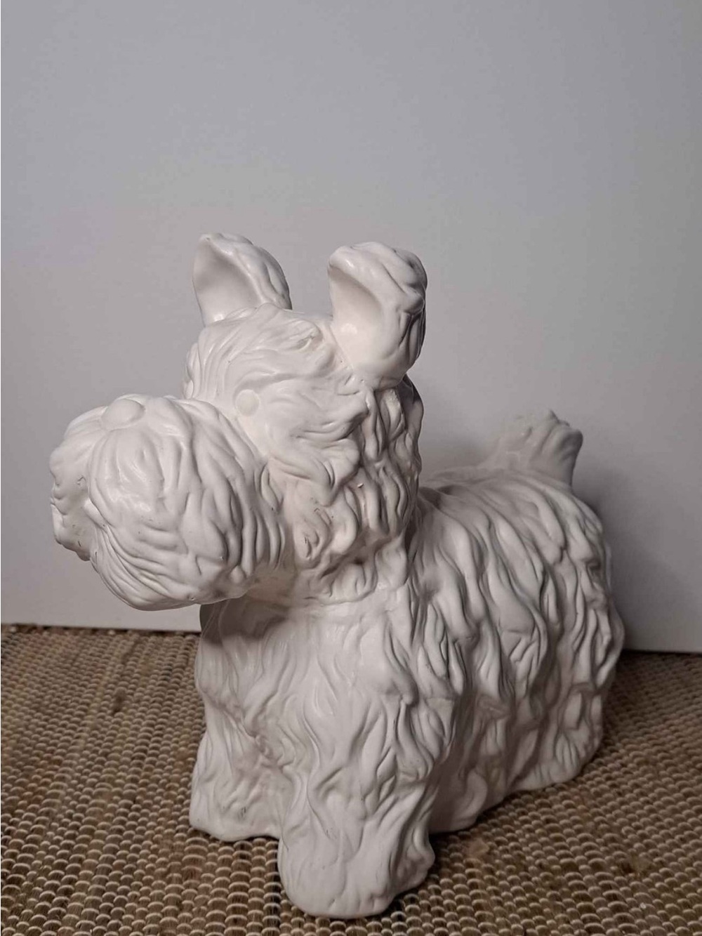 White Ceramic Scottish Terrier Dog Accent Decor Large Vintage
